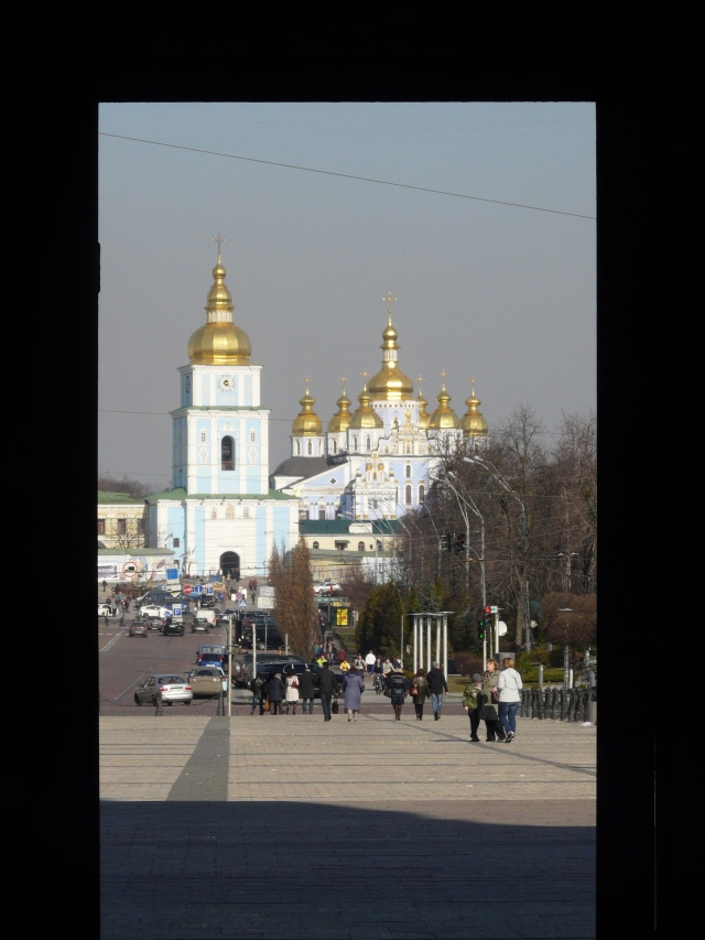 View of St. Michael's Golden-Domed Monastery in Kiev, where many injured from the riots took shelter during the Euromaidan protests.